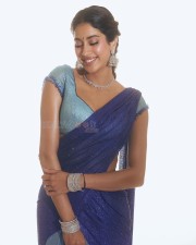 Devara Heroine Janhvi Kapoor in a Blue Half Saree with Matching Light Blue Skirt Pictures 07