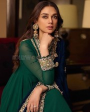 Elegant Aditi Rao Hydari in a Blue and Green Sharara Set Pictures 03