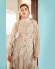 Elegant Kajal Aggarwal in an Off White Sharara with Pearl and Floral Embroidery Photos 01