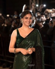 Elegant Keerthy Suresh in a Green Shimmery Saree with Sleeveless Blouse Photos 01