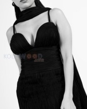 Elegant Nushrratt Bharuccha in a Black Short Dress with Plunging Neckline Photos 05