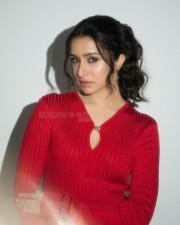 Elegant Shraddha Kapoor in a Red Slit Bodycon Dress Photos 05