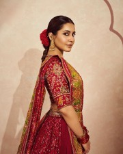 Elegant and Classy Raashi Khanna in a Embellished Maroon Lehenga Photos 05