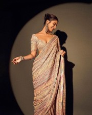 Ethereal Pooja Hegde in a Multi Coloured Saree with an Embroidered Blouse Photos 05