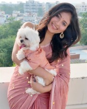 Game Changer Actress Anjali in a Pink Saree Photos 02