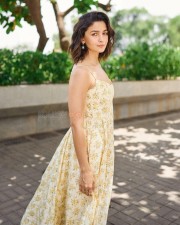 Glam Beauty Alia Bhatt in a Vibrant Yellow Floral Maxi Dress Photos 03
