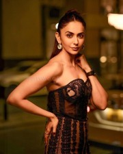 Glamourous Rakul Preet Singh in a Black Off Shoulder Dress Pictures 04