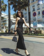 Gorgeous Amy Jackson in a Black Cross Neck Vienne Dress at Cannes Film Festival Pictures 04