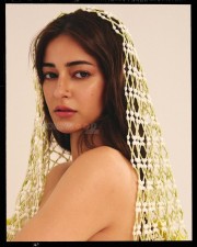 Gorgeous Ananya Panday in an Off Shoulder Flower Dress with a Cream Coloured Saree Photos 05