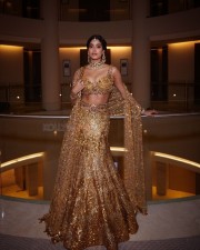 Gorgeous Janhvi Kapoor in a Embellished Gold Lehenga at Anant Ambani and Radhika Merchant Wedding Photos 03