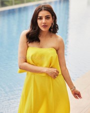 Gorgeous Kajal Aggarwal in a Yellow Sleeveless Maxi Dress Pictures 01