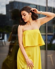 Gorgeous Kajal Aggarwal in a Yellow Sleeveless Maxi Dress Pictures 02