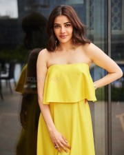 Gorgeous Kajal Aggarwal in a Yellow Sleeveless Maxi Dress Pictures 03