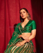 Gorgeous Raashii Khanna in a Green Designer Lehenga Pictures 02