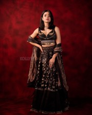 Gorgeous Rashmika Mandanna in a Black and Gold Lehenga Choli Photos 04