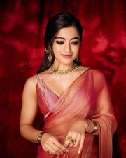 Gorgeous Rashmika Mandanna in a Pink Saree at Pushpa 2 Event Photos 01