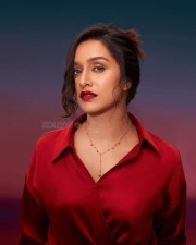 Gorgeous Shraddha Kapoor in a Red Satin Top with Red Lipstick Pictures 01