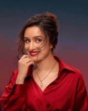 Gorgeous Shraddha Kapoor in a Red Satin Top with Red Lipstick Pictures 03