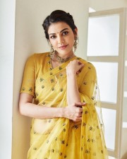 Graceful Kajal Aggarwal in a Bright Yellow Embellished Saree Pictures 06