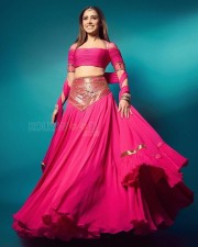 Hot Nushrratt Bharuccha in a Manish Gharat Pink Chiffon Lehenga Photos 01