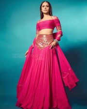 Hot Nushrratt Bharuccha in a Manish Gharat Pink Chiffon Lehenga Photos 02