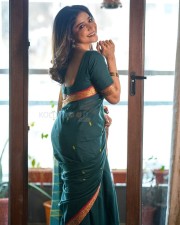 Indian Actress Sakshi Agarwal in an Emerald Green Silk Saree Pictures 02