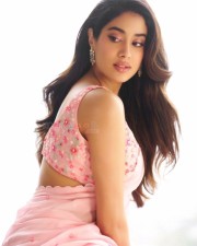 Janhvi Kapoor in a Pink Floral Saree Photos 02