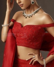 Japan Heroine Anu Emmanuel in a Red Lehenga Choli with Dupatta Photos 03