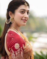 Kannada Actress Pranitha Subhash in a Beautiful Silk Saree Photos 01