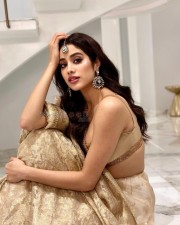 Mesmerising Janhvi Kapoor in a Manish Malhotra Golden Lehenga Dress Photos 04