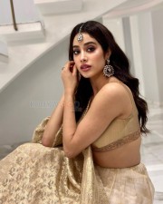 Mesmerising Janhvi Kapoor in a Manish Malhotra Golden Lehenga Dress Photos 05