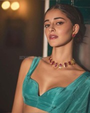 Mesmerizing Ananya Panday in a Teal Blue Silk Saree with Matching Bralette Photos 02