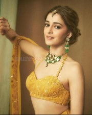 Petite Beauty Ananya Panday in a Yellow Lehenga with Halter Neck Blouse Pictures 03