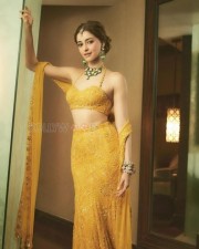 Petite Beauty Ananya Panday in a Yellow Lehenga with Halter Neck Blouse Pictures 04