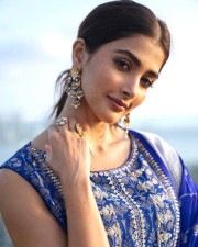 Pooja Hegde in a Blue Shahara Dress Set Photos 02