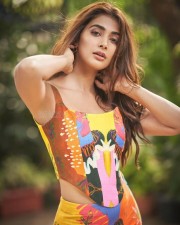 Pooja Hegde looking Sexy in a Beautiful Multicoloured Dress Photos 03