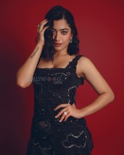 Pushpa 2 Heroine Rashmika Mandanna in a Black Sequin Gown Photos 05