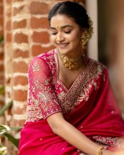 Radiant Beauty Keerthy Suresh in a Traditional Red Saree Photos 03