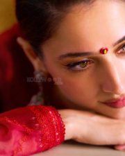 Ravishing Tamannaah Bhatia in a Red Anarkali Set at Odela 2 Promotions Photos 02