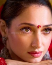 Ravishing Tamannaah Bhatia in a Red Anarkali Set at Odela 2 Promotions Photos 03