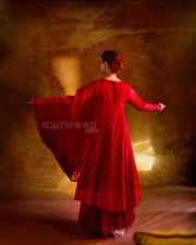 Ravishing Tamannaah Bhatia in a Red Anarkali Set at Odela 2 Promotions Photos 06