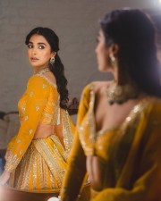 Sensuous Pooja Hegde in a Yellow Lehenga at Anant Ambani and Radhika Merchant Wedding Photos 01