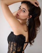 Sexy Ananya Panday in a Black Lace Corset Maxi Dress Pictures 01