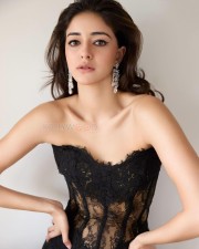 Sexy Ananya Panday in a Black Lace Corset Maxi Dress Pictures 04