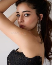 Sexy Ananya Panday in a Black Lace Corset Maxi Dress Pictures 05