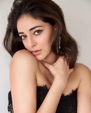 Sexy Ananya Panday in a Black Lace Corset Maxi Dress Pictures 06