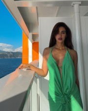 Sexy Beauty Disha Patani in a Green Wrap Dress at Anant Radhika Pre Wedding Cruise Bash Pictures 03