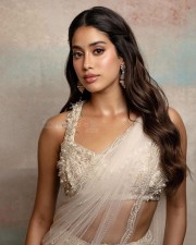 Sexy Janhvi Kapoor in a Mermaid Pearl Embellished Half Saree Photos 01