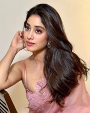 Sexy Janhvi Kapoor in a Pastel Pink Saree with Stylish Blouse Photos 02