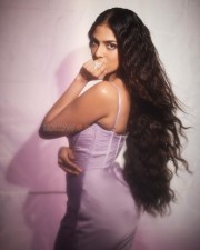 Sexy Malavika Mohanan in a Purple Corset Dress Photos 09